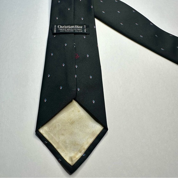 Vintage DIOR Classic Signature Black Embroidered Tie - Picture 4 of 7